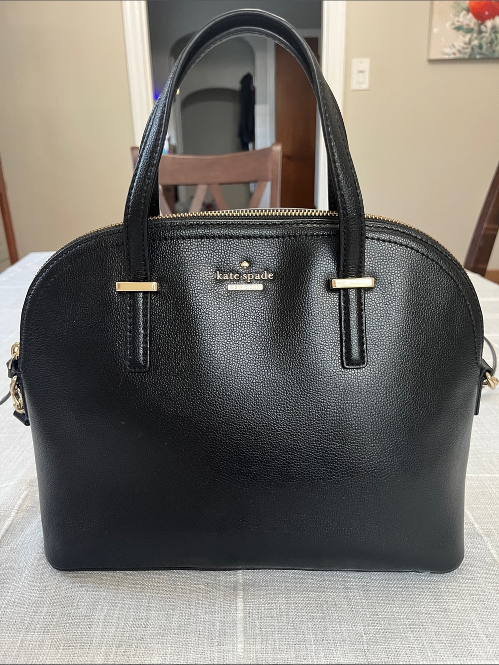 KATE SPADE Black Dome Satchel with Gold Hardware